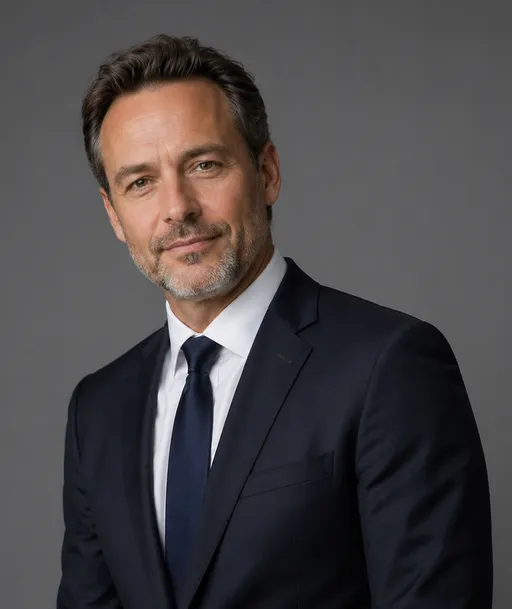 A man in black and white two piece suit